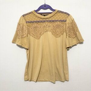 Beige Lace Accent Top